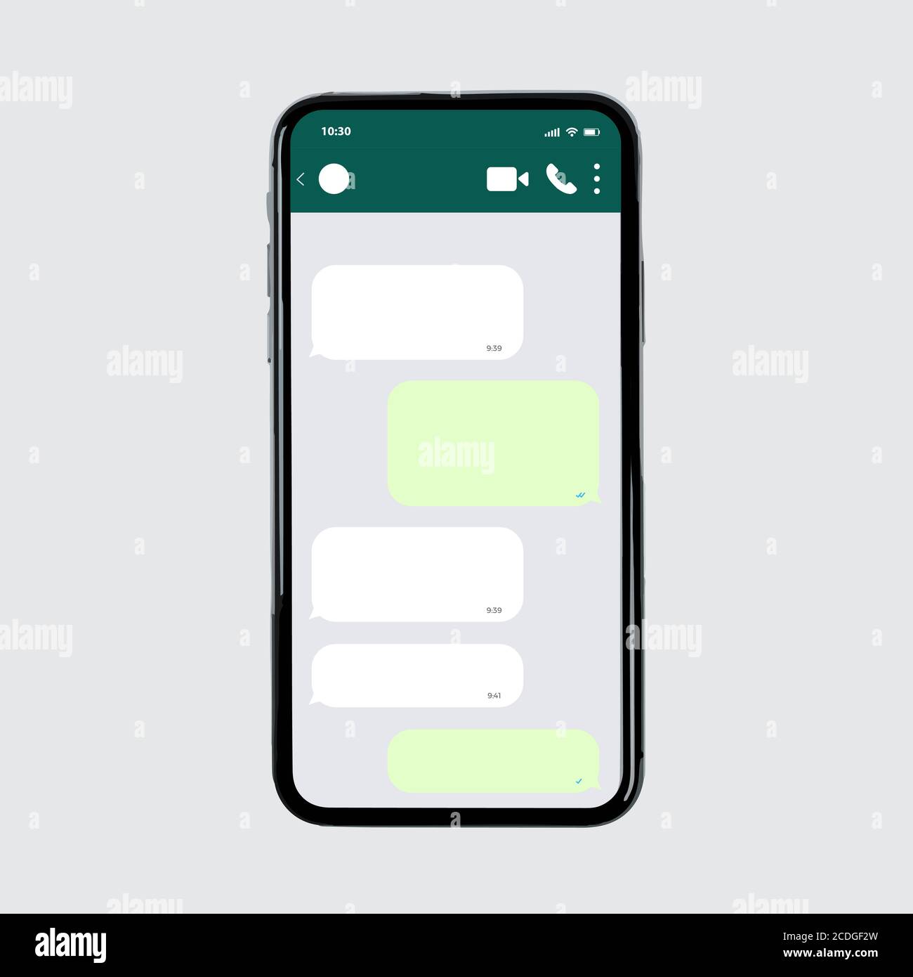 Applicazione social dell'interfaccia utente del modello di chat mobile di Messenger Illustrazione Vettoriale