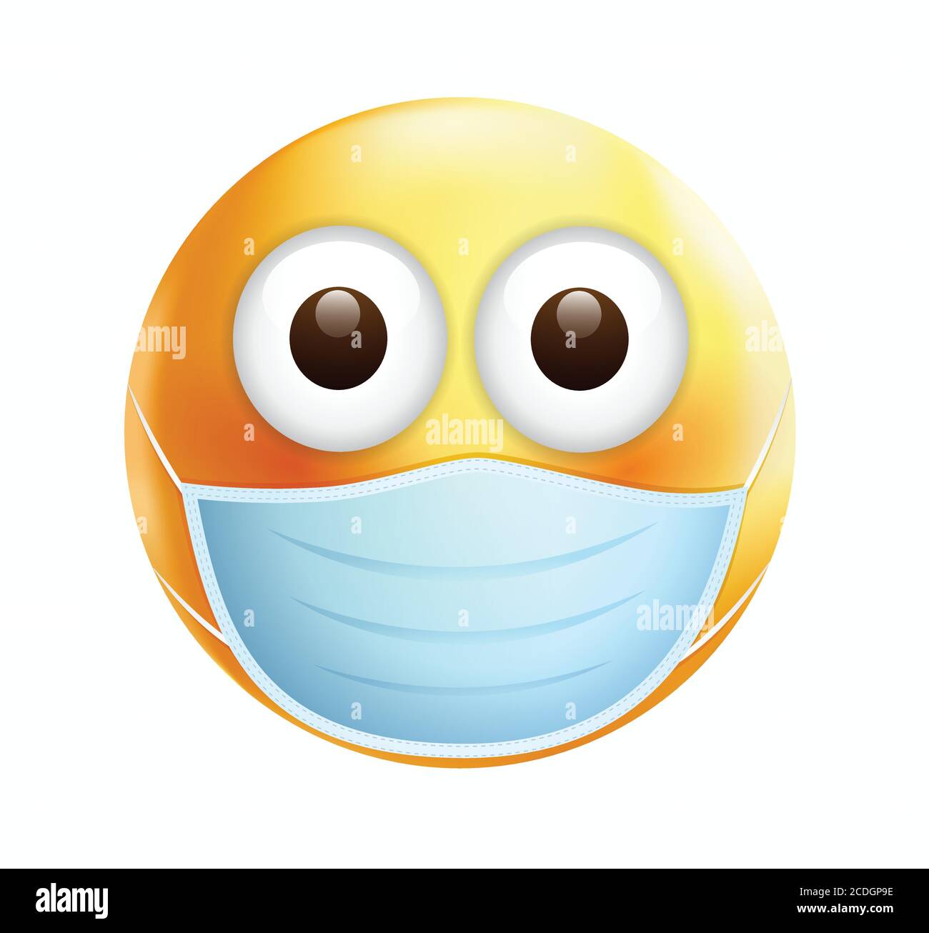 Emoticon di alta qualità su sfondo bianco.Corona emoji.Face with Medical Mask emoji Vector illustration.Mask emoji.Medical mask emoticon. Illustrazione Vettoriale