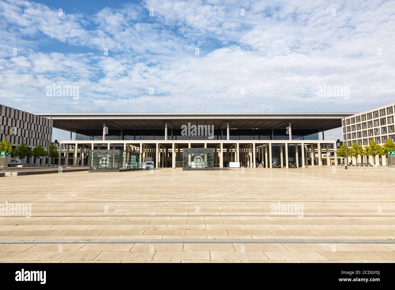 Berlino, Germania - 20 agosto 2020: Berlino Brandenburg BER Airport Terminal 1 in Germania. Foto Stock