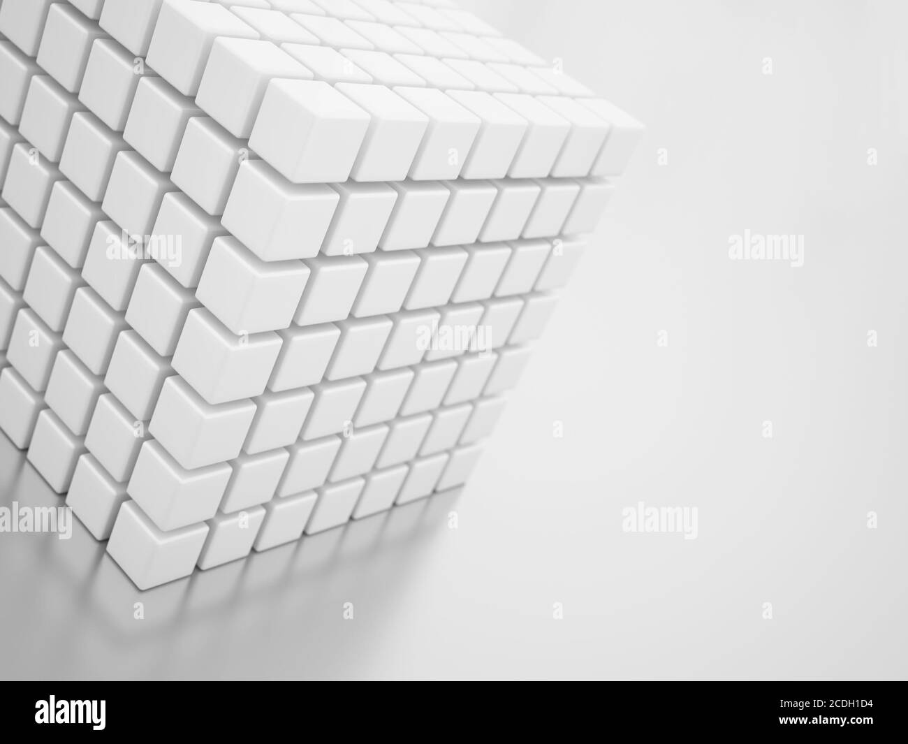 Astratti cubi bianchi luminosi su uno sfondo chiaro Foto Stock