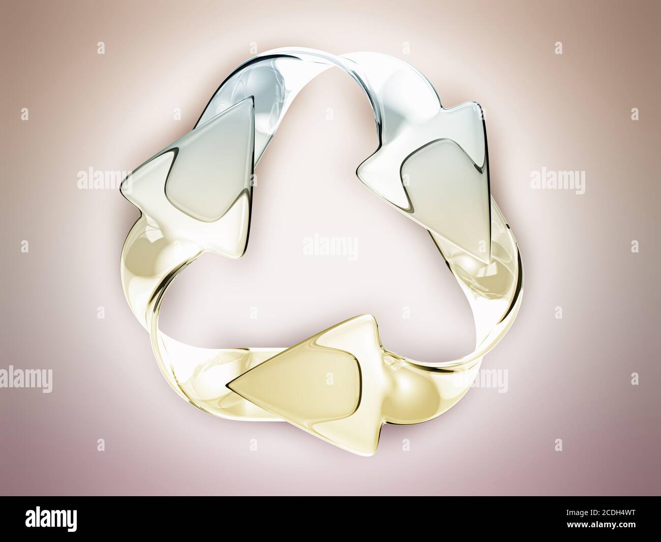 Sostenibilità ambientale: Segno di riciclaggio lucido Foto Stock