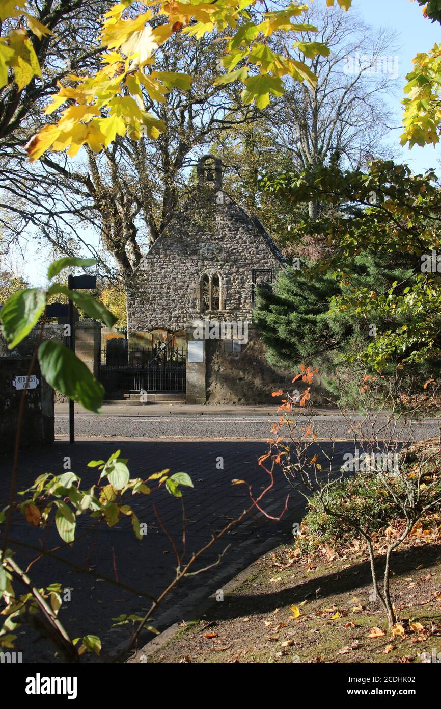 Alloway Auld Kirk, Ayrshire, Scozia, risale al 16 ° secolo, ha ispirato Robert Burns a scrivere la poesia tale di Tam o Shanter Foto Stock