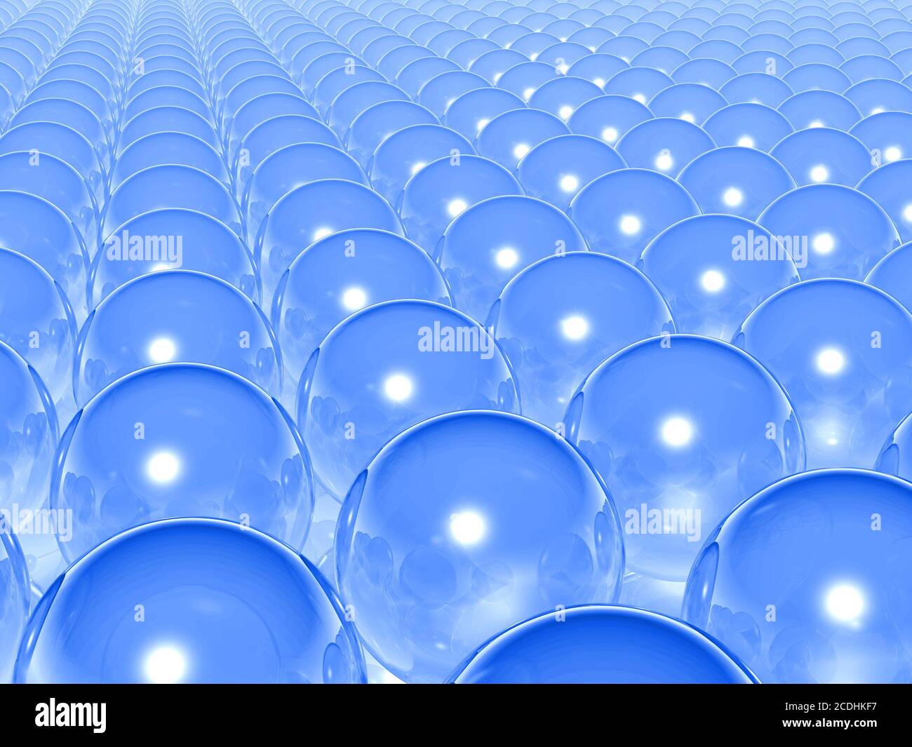 astratti le palline trasparenti blu e i loro riflessi Foto Stock