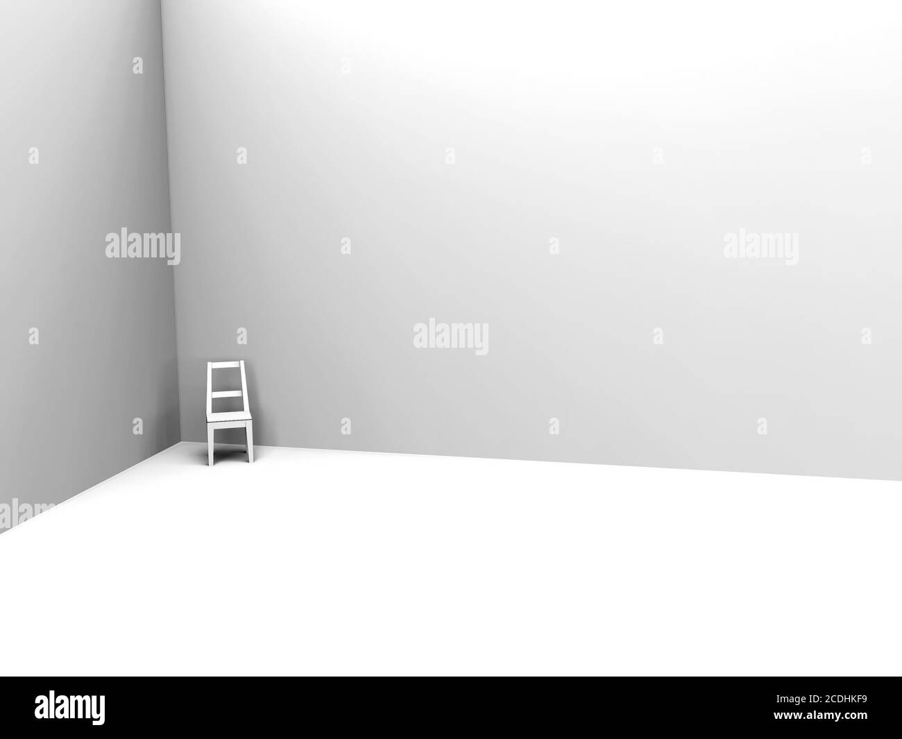 Sedia da sola su uno sfondo di una parete bianca Foto Stock