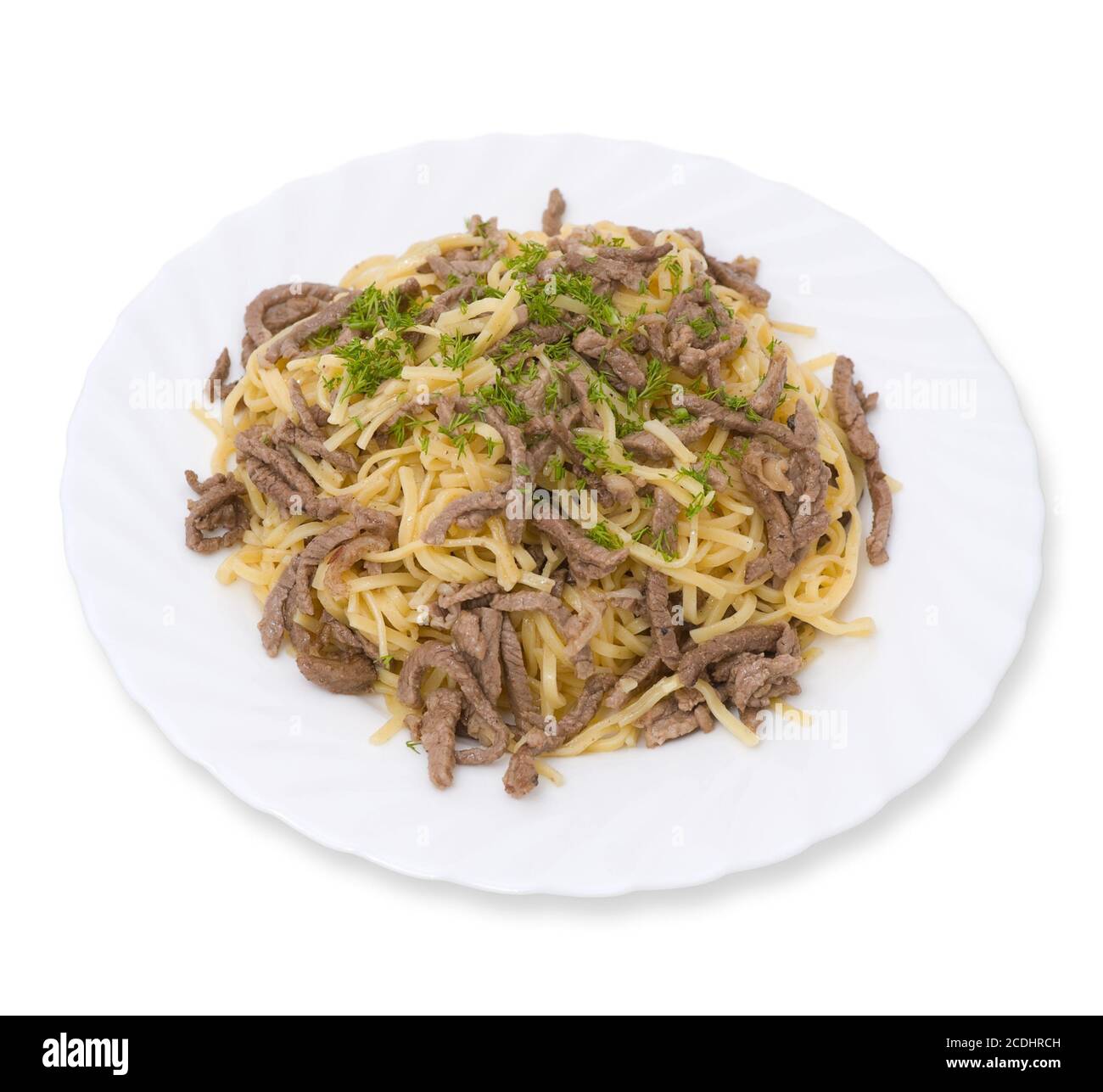 spaghetti domestici con carne Foto Stock