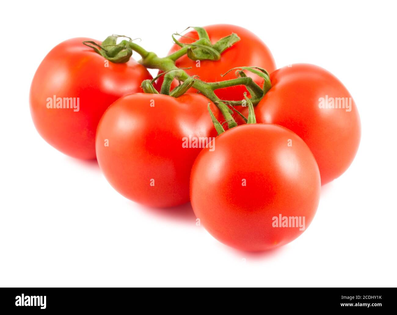 Cinque rossi pomodori maturi Foto Stock
