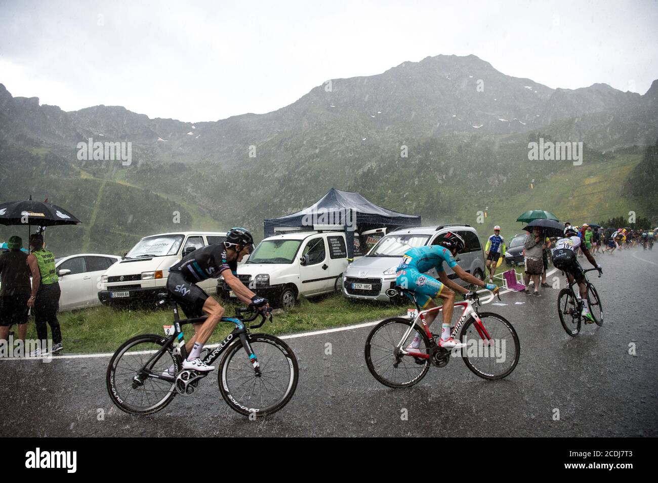 2016 Tour De France 9 tappa Vielha Val d'Aran per Andorre Arcalis.Geraint Thomas e Fabio Aru. Foto Stock