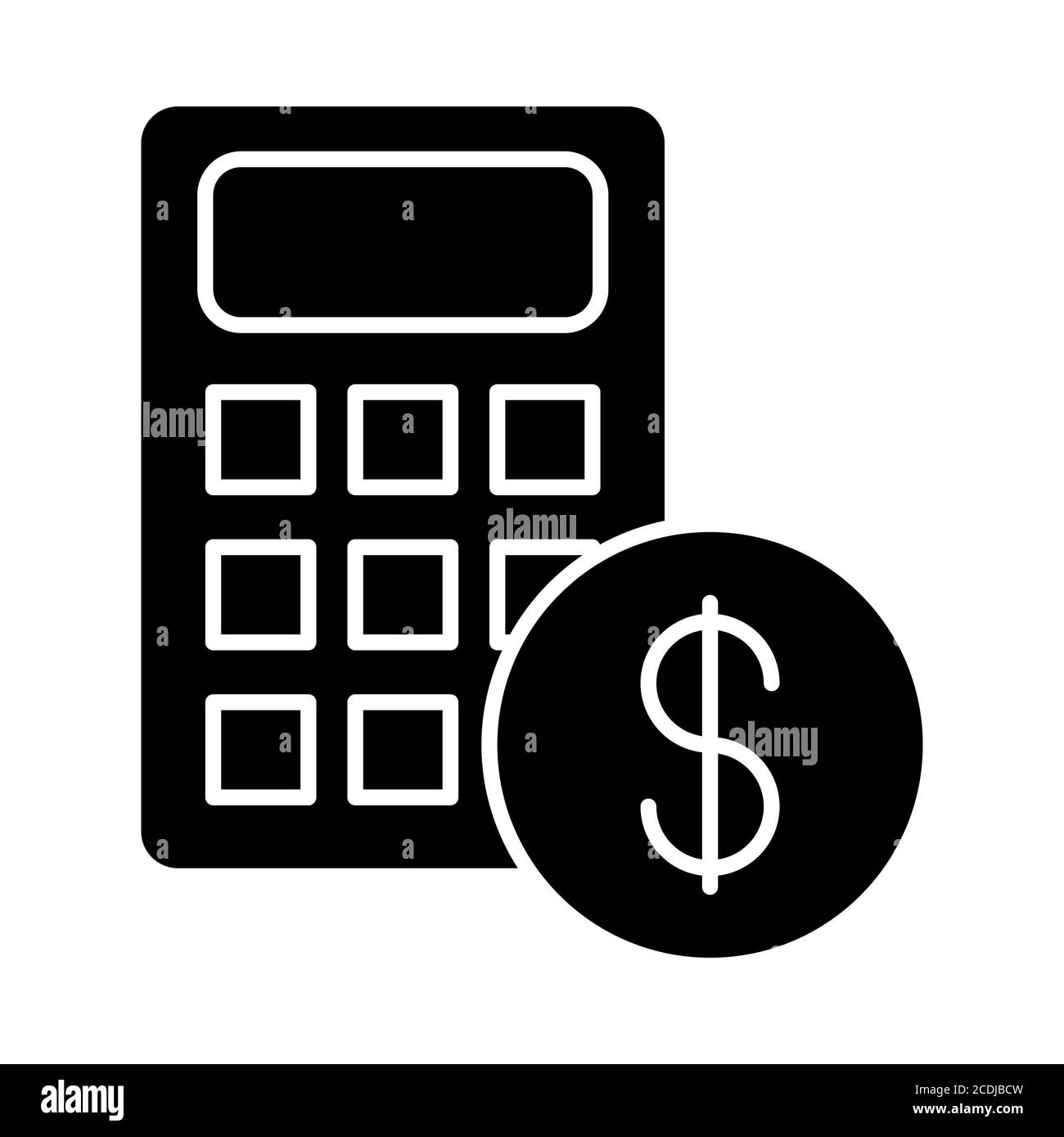 Calcolatrice Banking Glyph icona Foto Stock