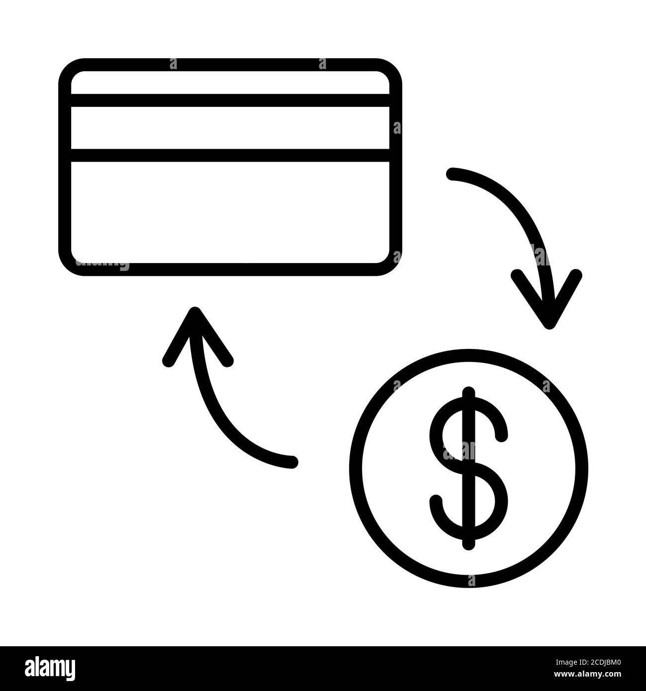 Icone della linea bancaria dello scambio di denaro Foto Stock