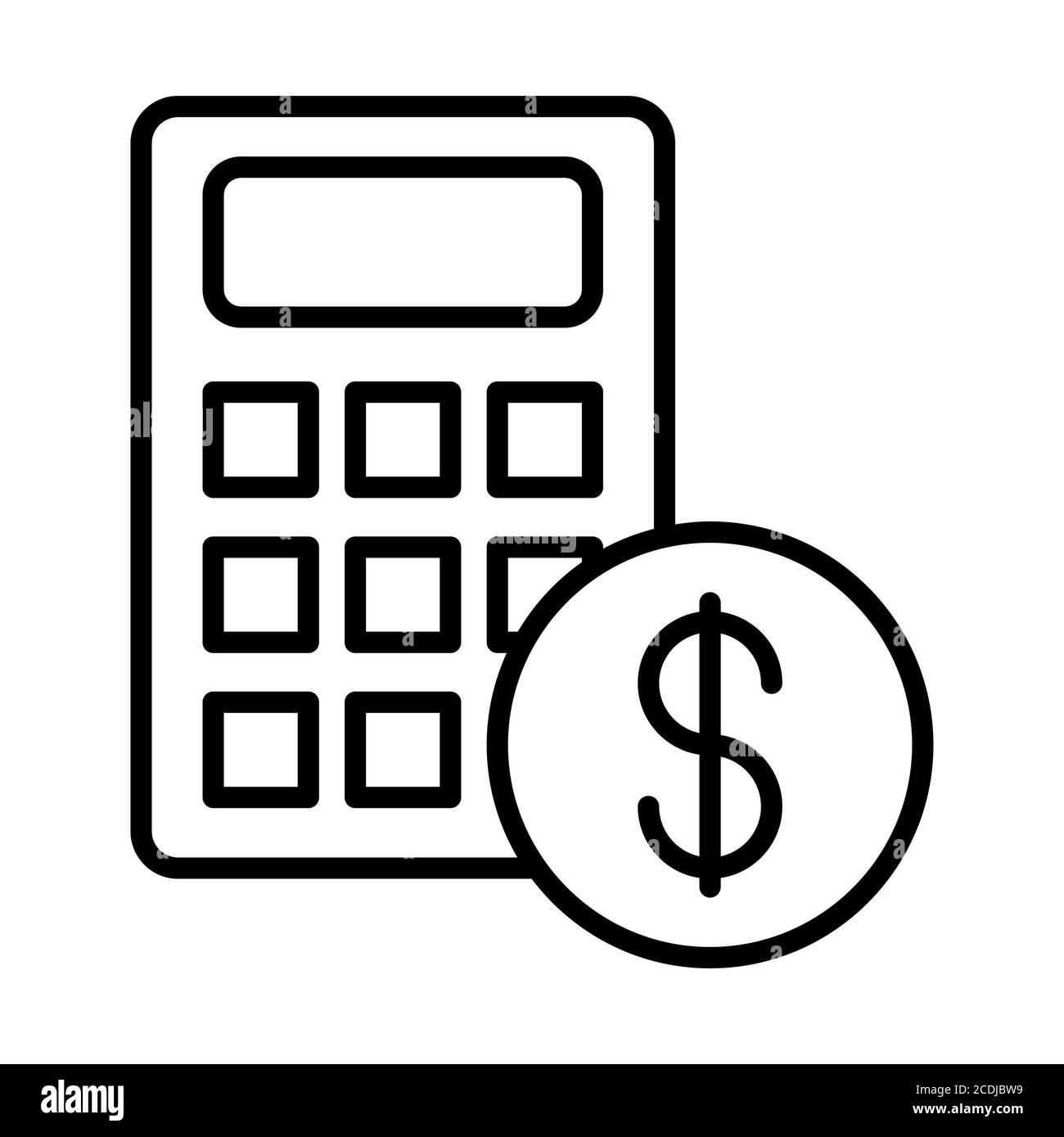 Icone della linea di calcolo bancario Foto Stock