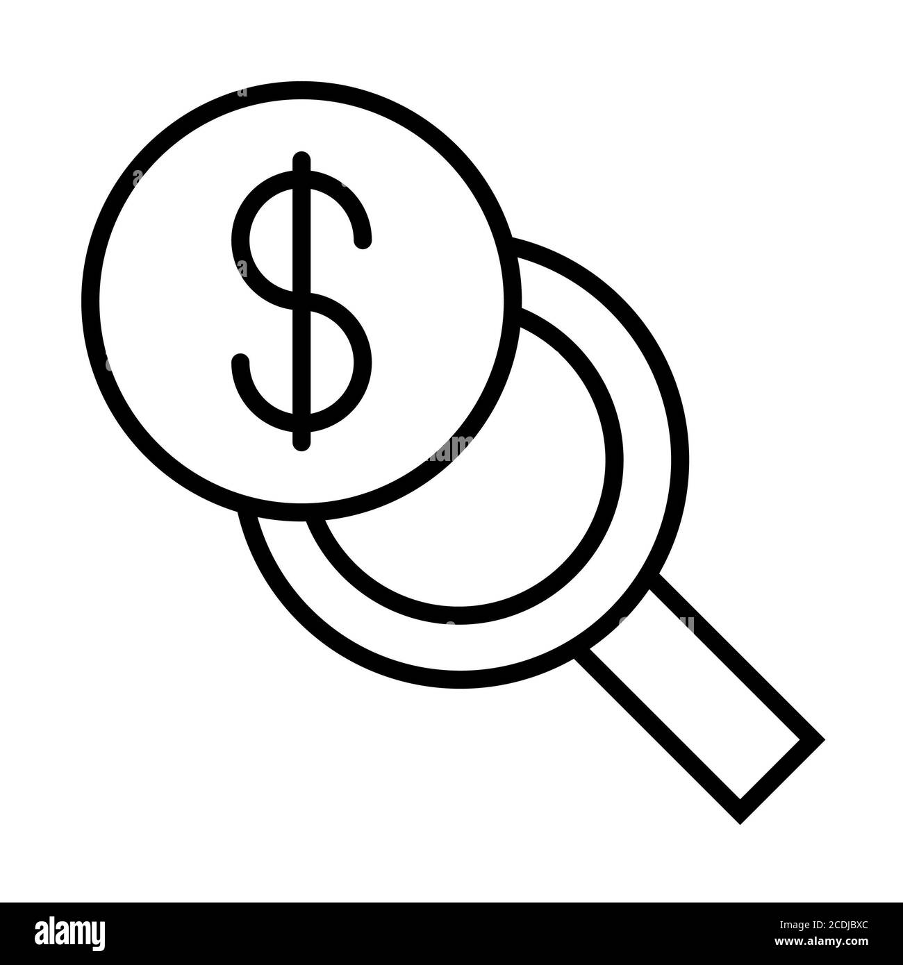 Ricerca delle icone delle linee di Money Banking Foto Stock