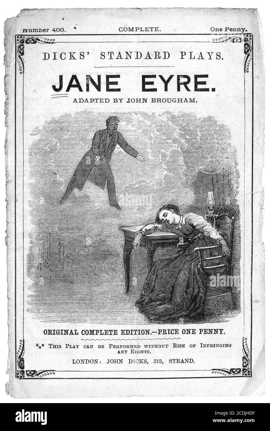 Copertina anteriore di un adattamento del gioco del 19 ° secolo di Jane Eyre Foto Stock