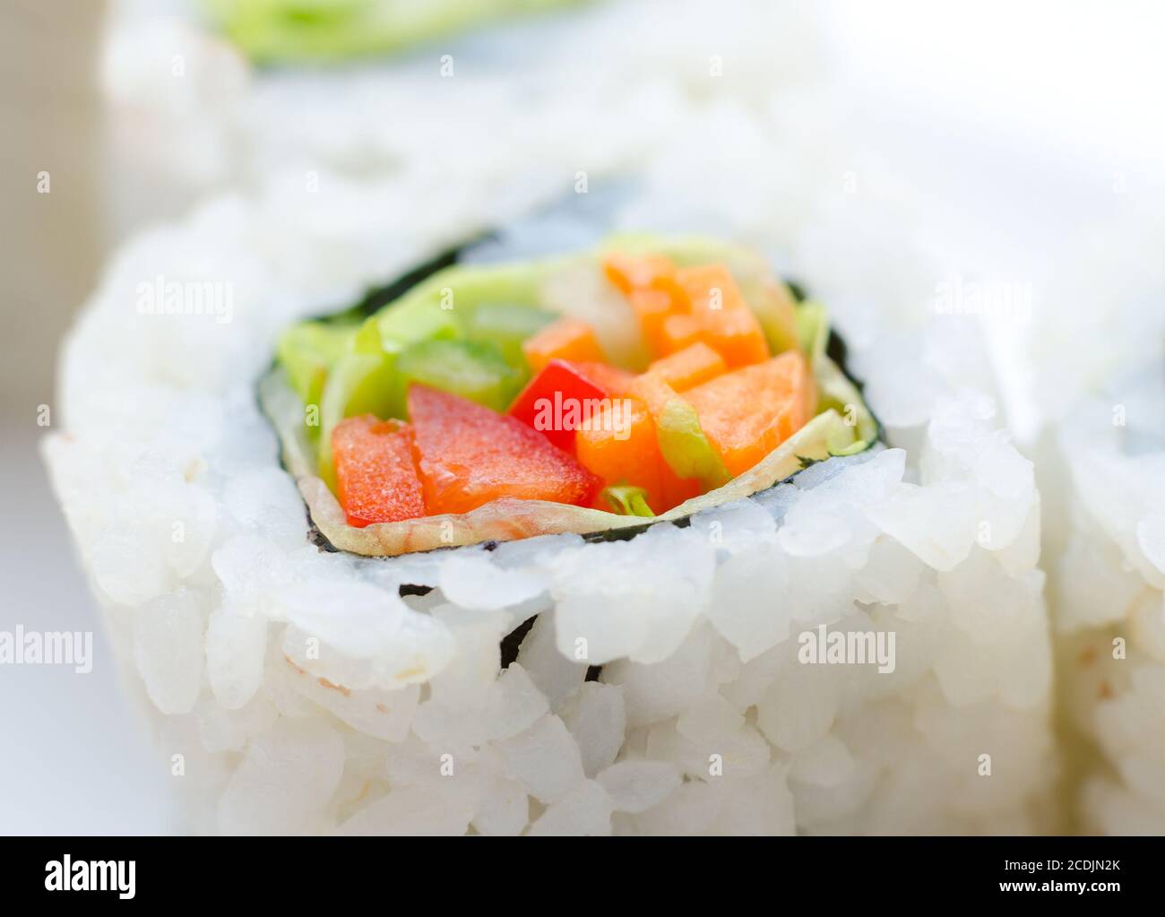 Vegetariano rotoli di sushi, macro Foto Stock