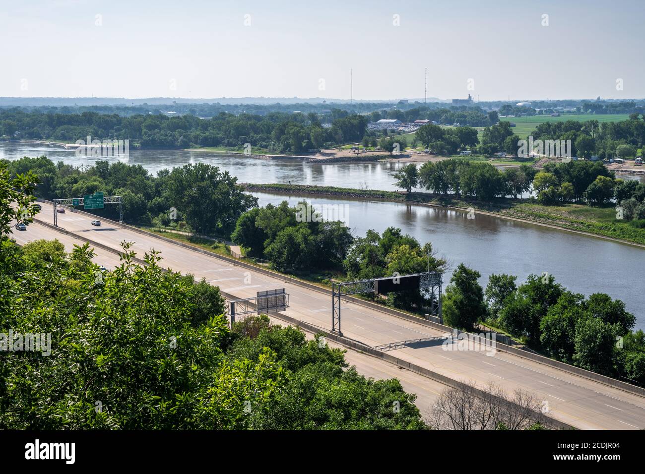 Vista sul fiume Missouri dal War Eagle Park Foto Stock