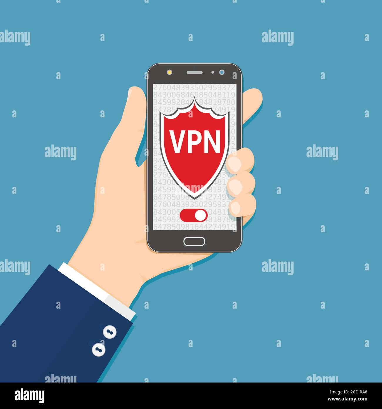 Applicazione proxy di rete privata virtuale VPN sullo smartphone Illustrazione Vettoriale