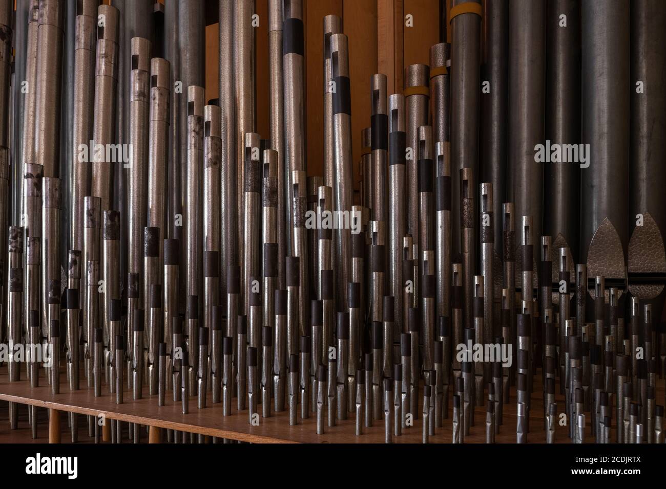 Dettaglio di organo a pipe presso la Briar Cliff University Chapel, progettato da Barry Byrne Foto Stock