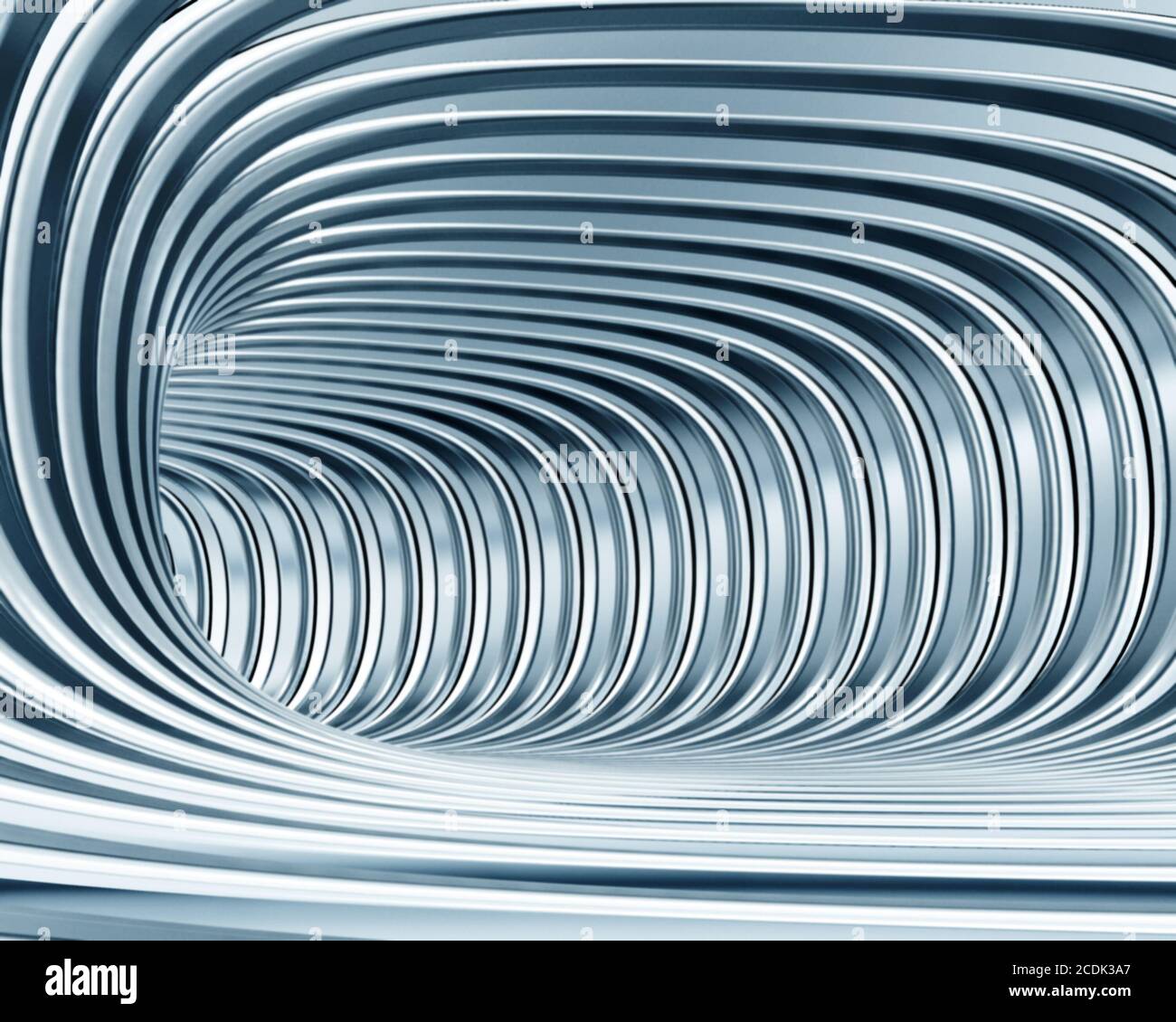 tunnel metallico astratto come sfondo futuristico Foto Stock