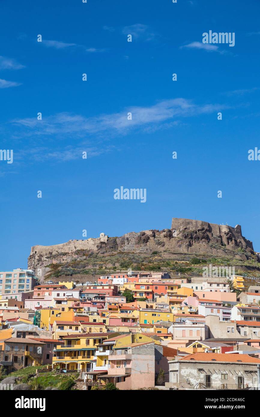 Italia, Sardegna, Provincia di Sassari, Castelsardo, Città Vecchia e Castello dei Doria Foto Stock