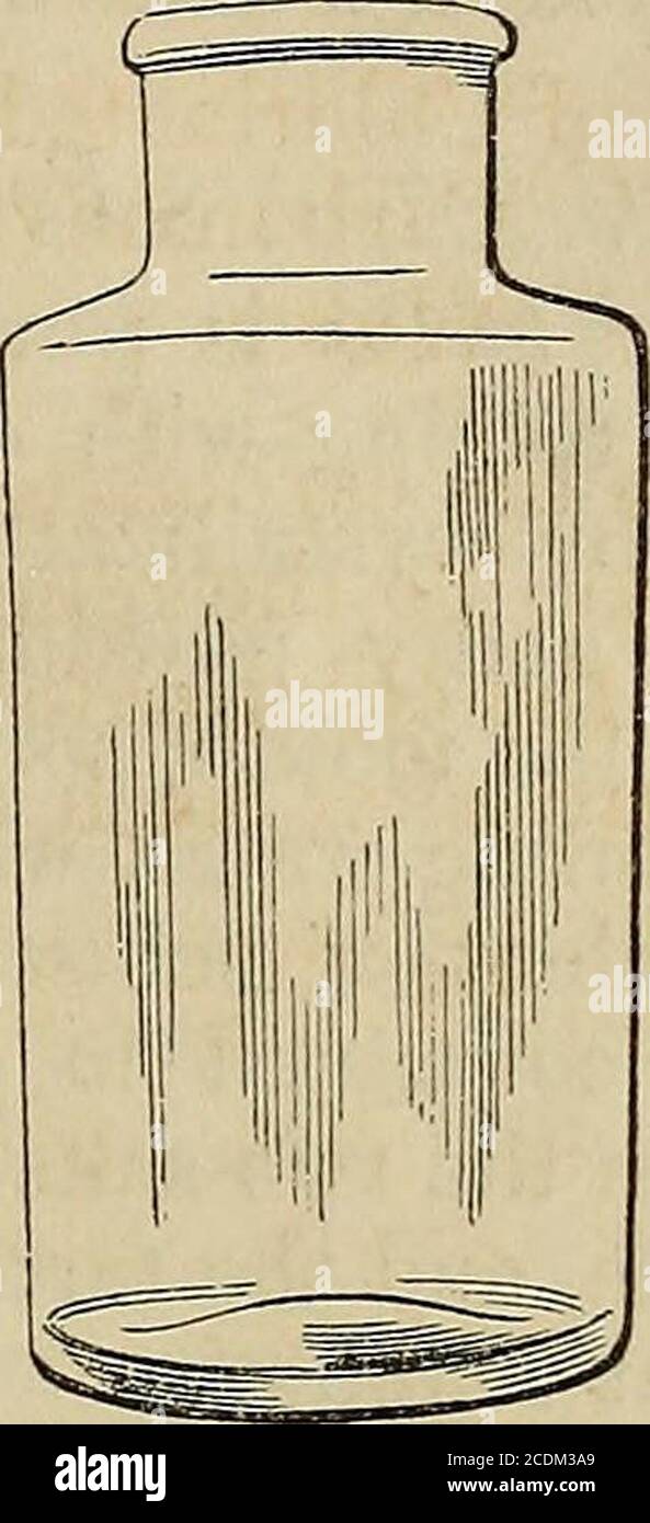 . Un'introduzione alla farmacia pratica: Progettata come un libro di testo per lo studente, e come guida per il medico e il farmaceutico. Con molte formule e prescrizioni . Confezionatrici a bocca larga adatte alla precipitazione. È anche un antidoto. La dose è f 5ss, diluita con acqua o muco-lage. Nei gargles, f 3ss o f^j possono essere usati in Oss. Sodce Acetas, ESSO. S. questo è officinale nella lista in vista della preparazione dell'acido ofacetico per la sua decomposizione, ma raramente si incontra in Theshops, ed è raramente prescritto in questa città. Sodce Valerianas. Valerianate di soda è fatto saturando caustico so Foto Stock