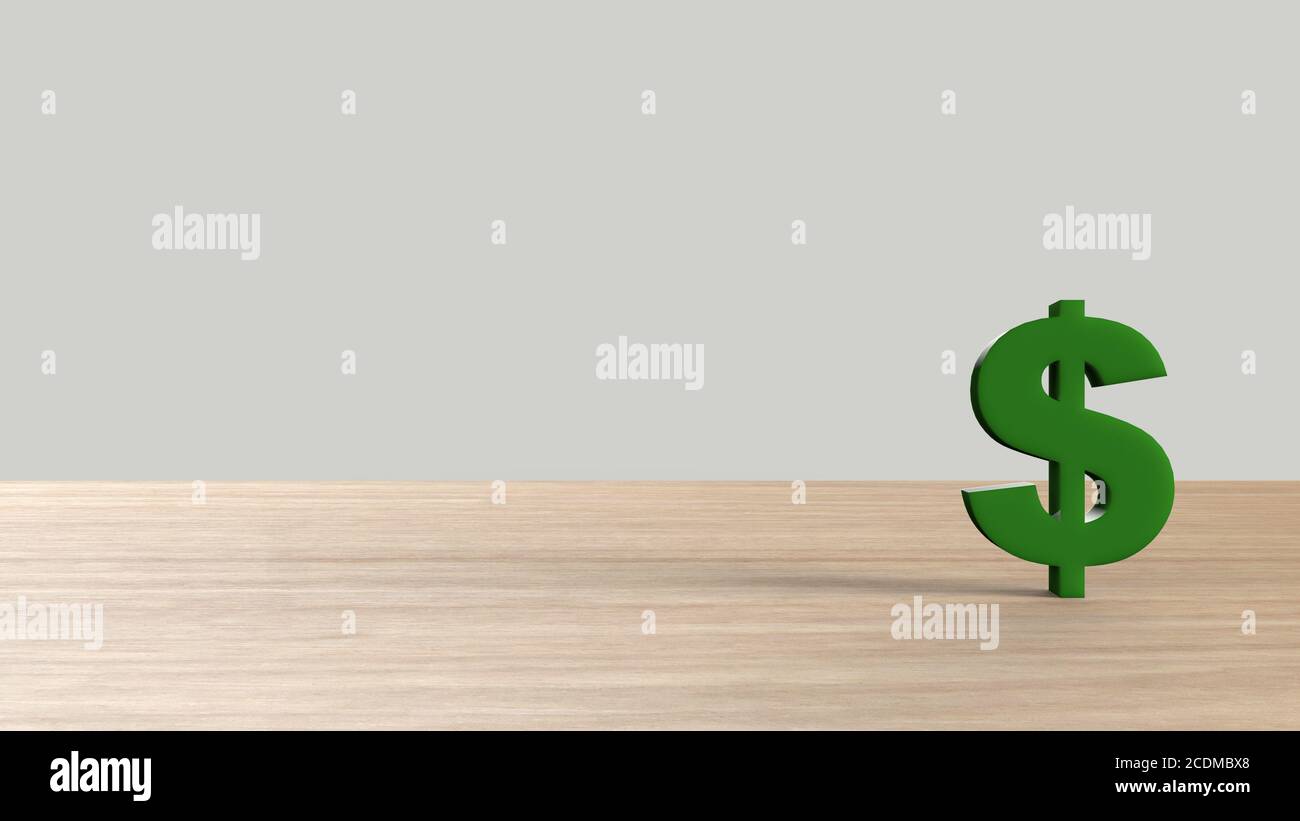 Simbolo del dollaro verde isolato con sfondo ciano. rendering 3d illustrazione isolata, business, gestione, rischio, denaro, contanti, crescita, banche, banche, finan Foto Stock