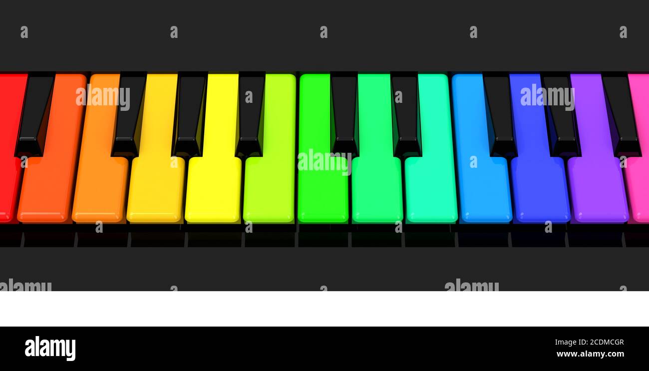 i tasti colorati del pianoforte Foto Stock