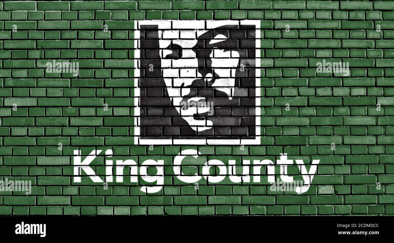 Bandiera di King County dipinta su un muro di mattoni Foto Stock