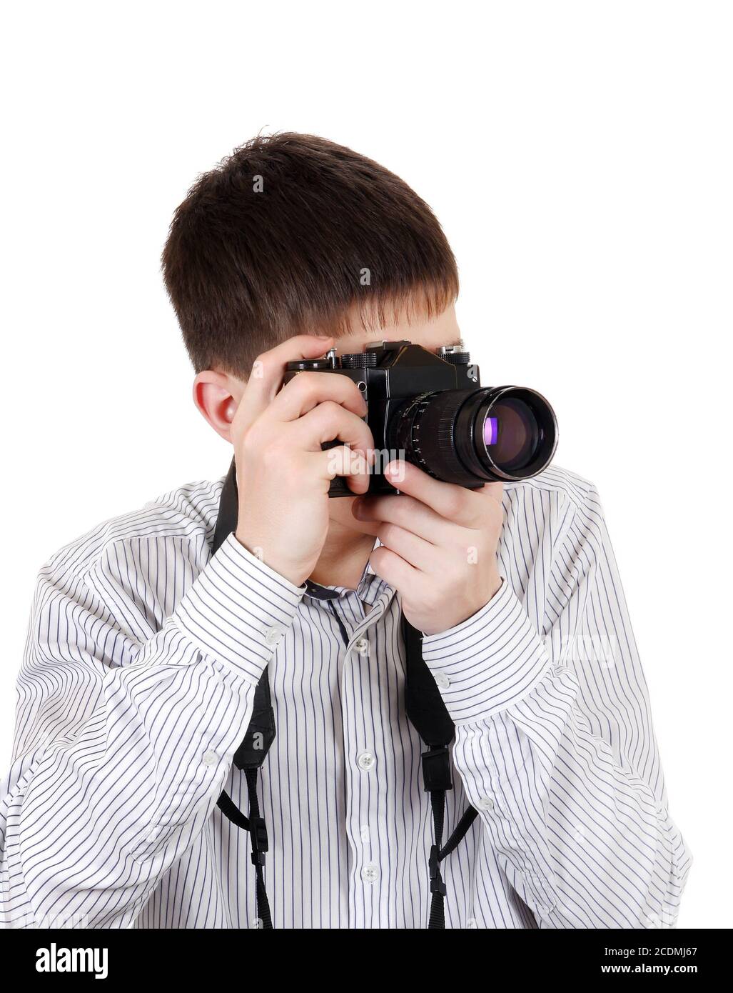 Adolescente con fotocamera foto Foto Stock
