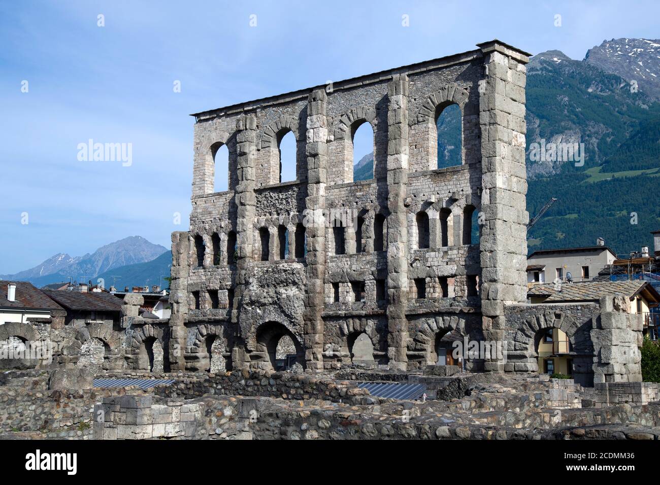 Museo all'aperto di Aosta, Teatro Romano, Aosta, Valle d'Aosta, Italia Foto Stock