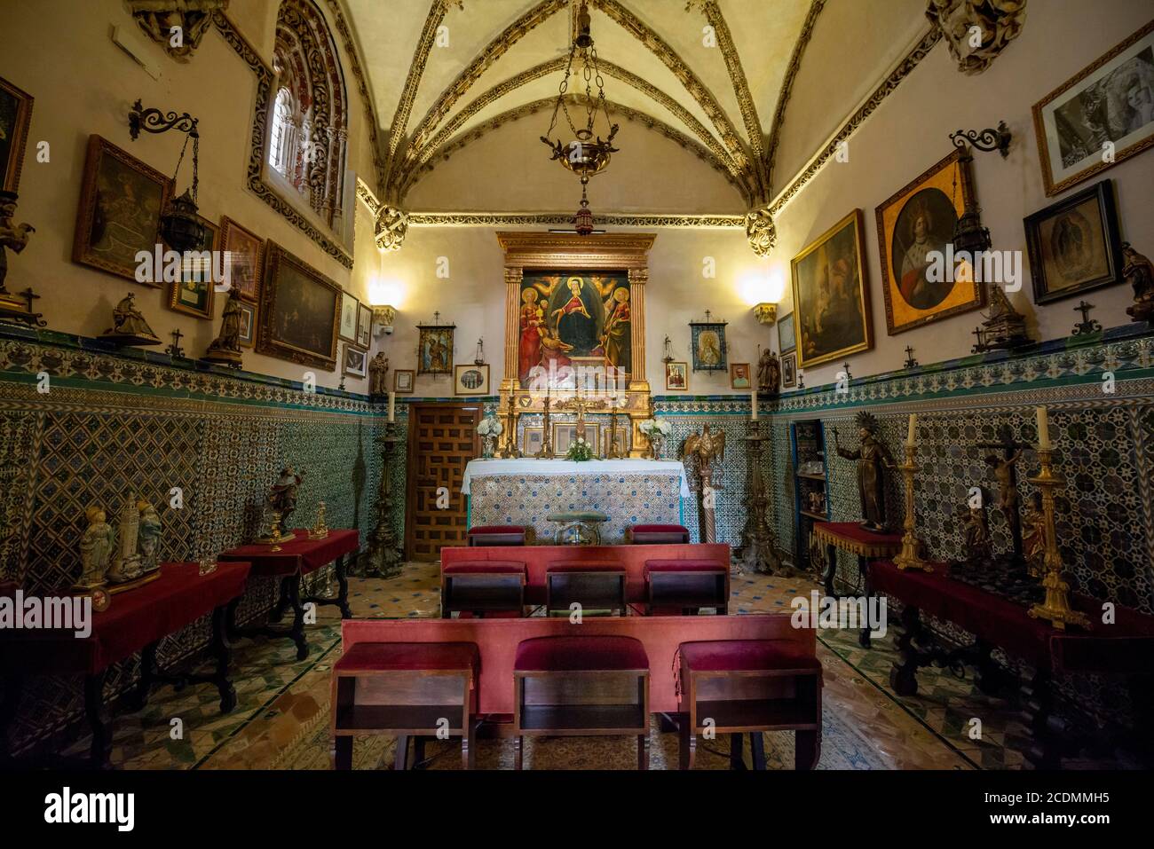 Cappella, interno, palazzo nobiliare andaluso, Palacio de las Duenas, Siviglia, Andalusia, Spagna Foto Stock
