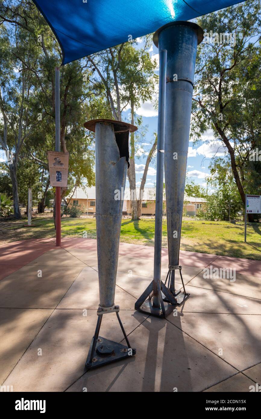 Le storiche pistole Steiger Vortex in mostra nei parchi Graham Andrews, Charleville, Western Queensland Australia Foto Stock