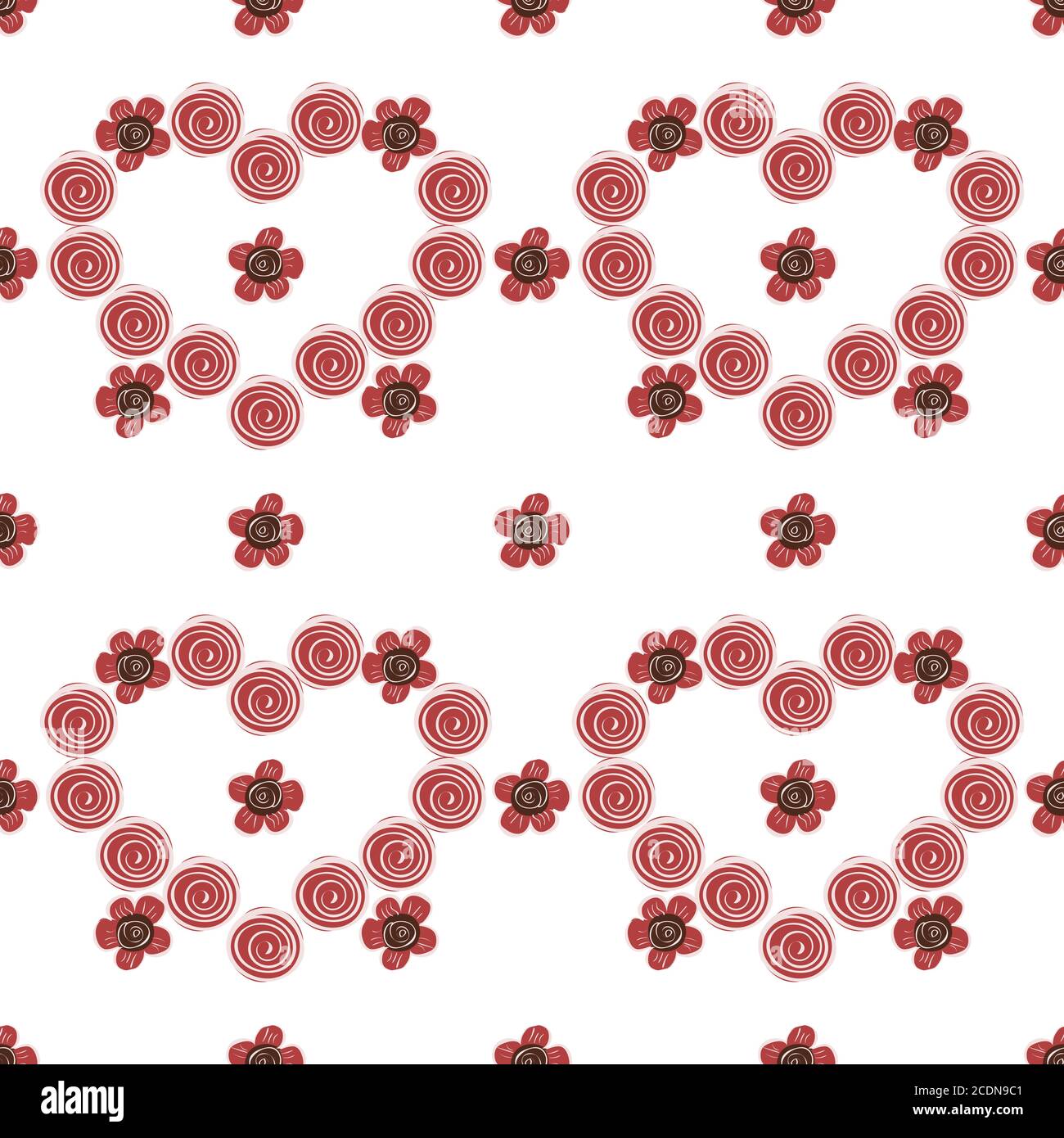 Cuori rosa fiori seamless sfondo pattern Foto Stock