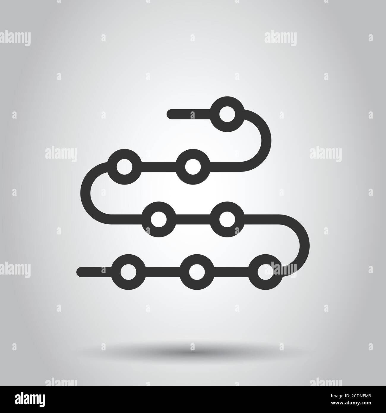 Icona timeline in stile piatto. Illustrazione del vettore di avanzamento su sfondo bianco isolato. Diagramma di concetto aziendale. Illustrazione Vettoriale