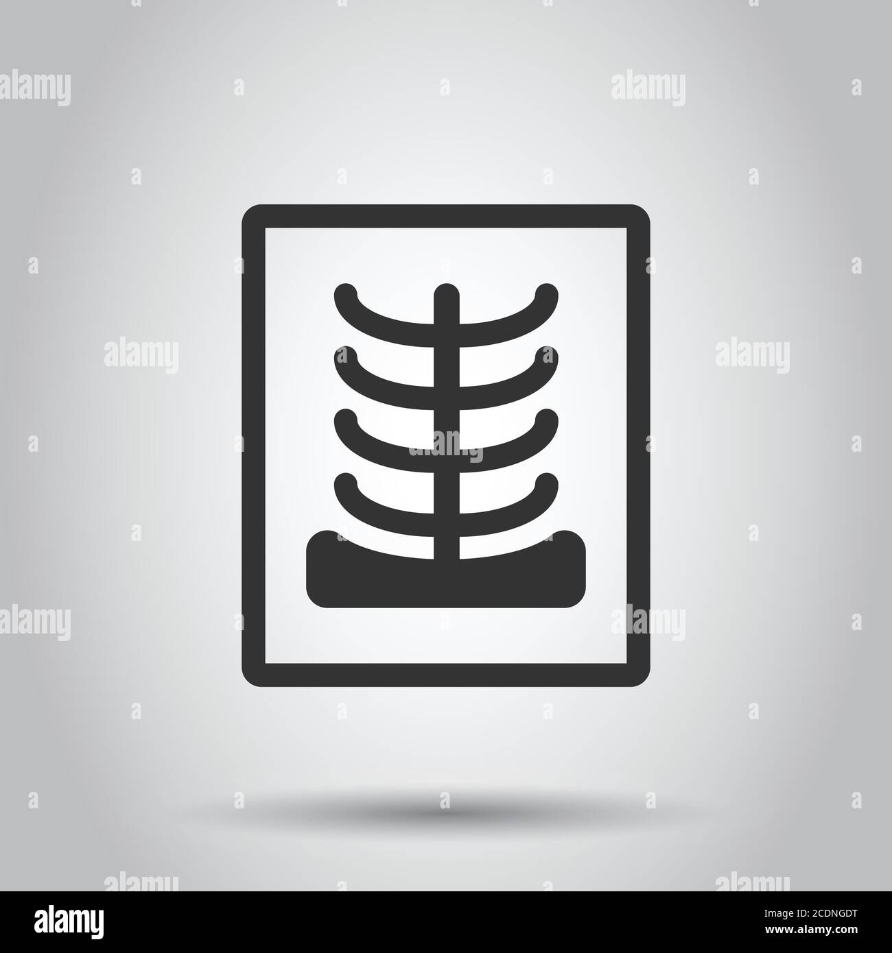 Icona a raggi X in stile piatto. Illustrazione del vettore radiologico su sfondo bianco isolato. Concetto aziendale di scansione medica. Illustrazione Vettoriale