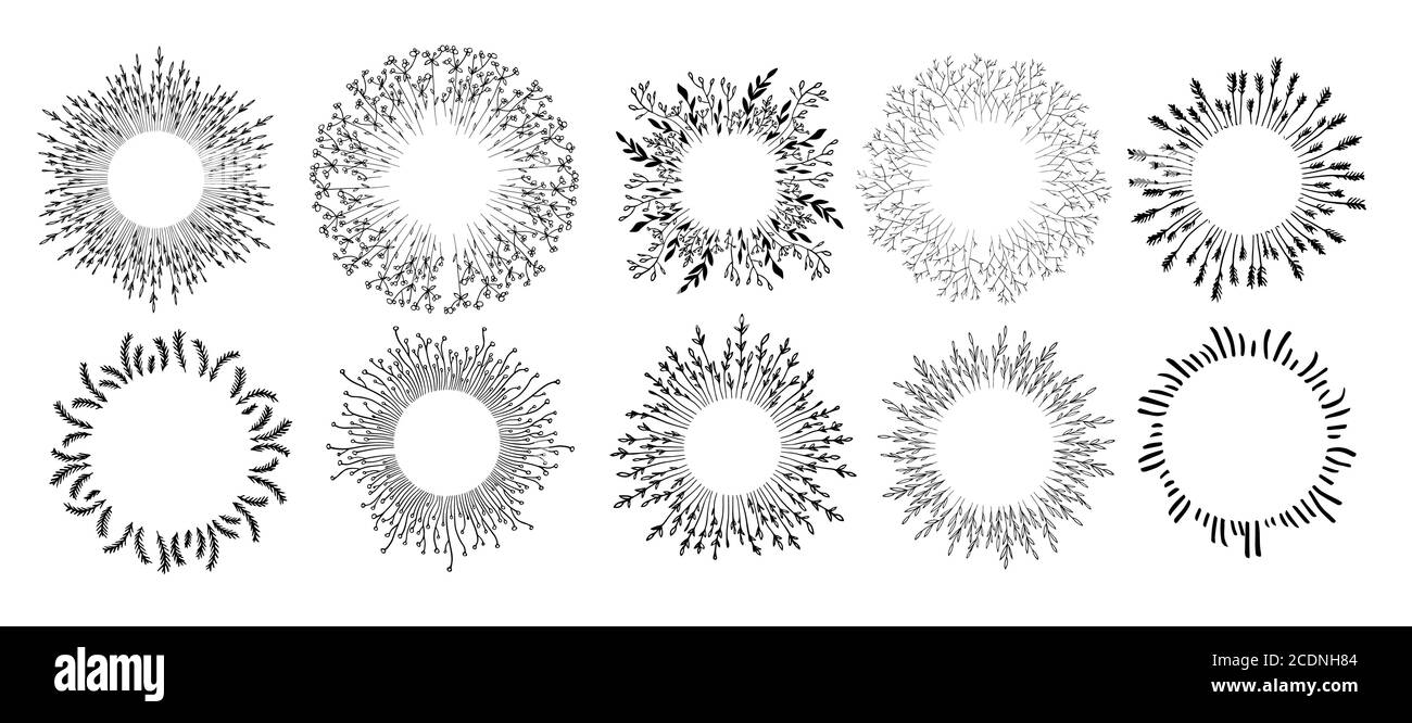 Cornici floreali e ornamenti con fiori, striscioni vuoti Illustrazione Vettoriale