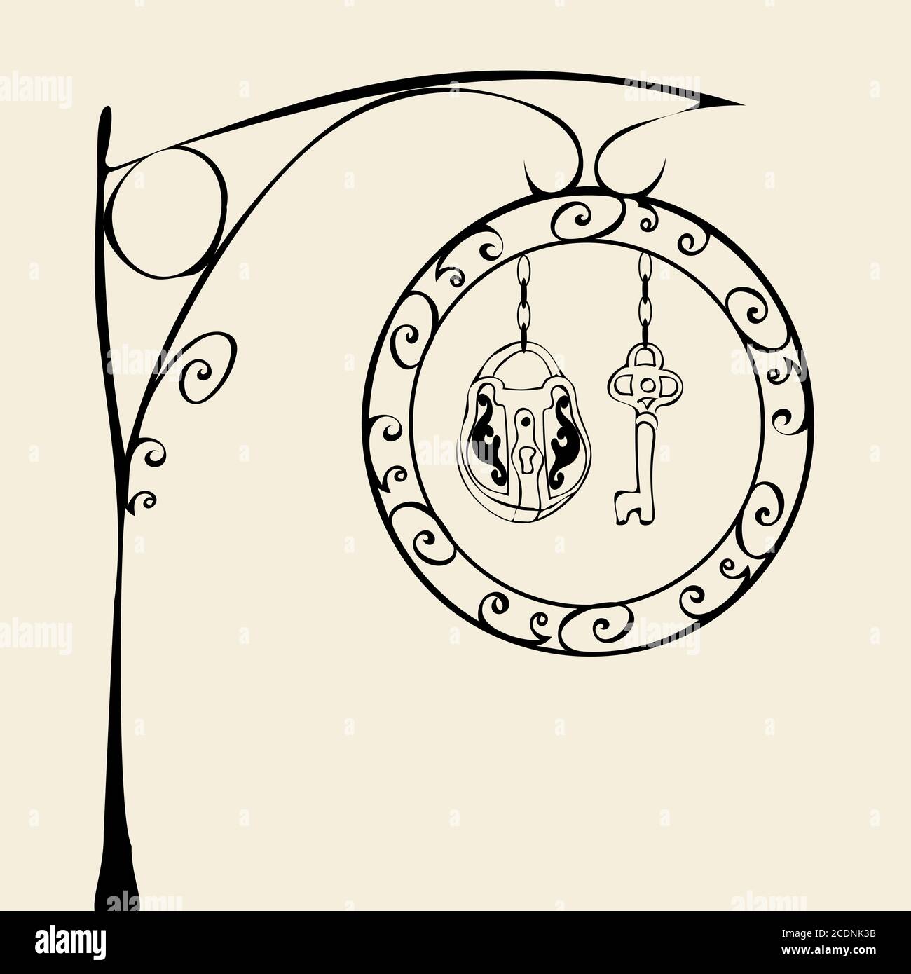 Insegna retrò serratura e chiave Foto Stock