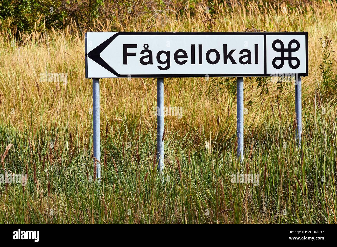 Cartello della Riserva Naturale „naturum Getterön, Hallands Län, Svezia Foto Stock