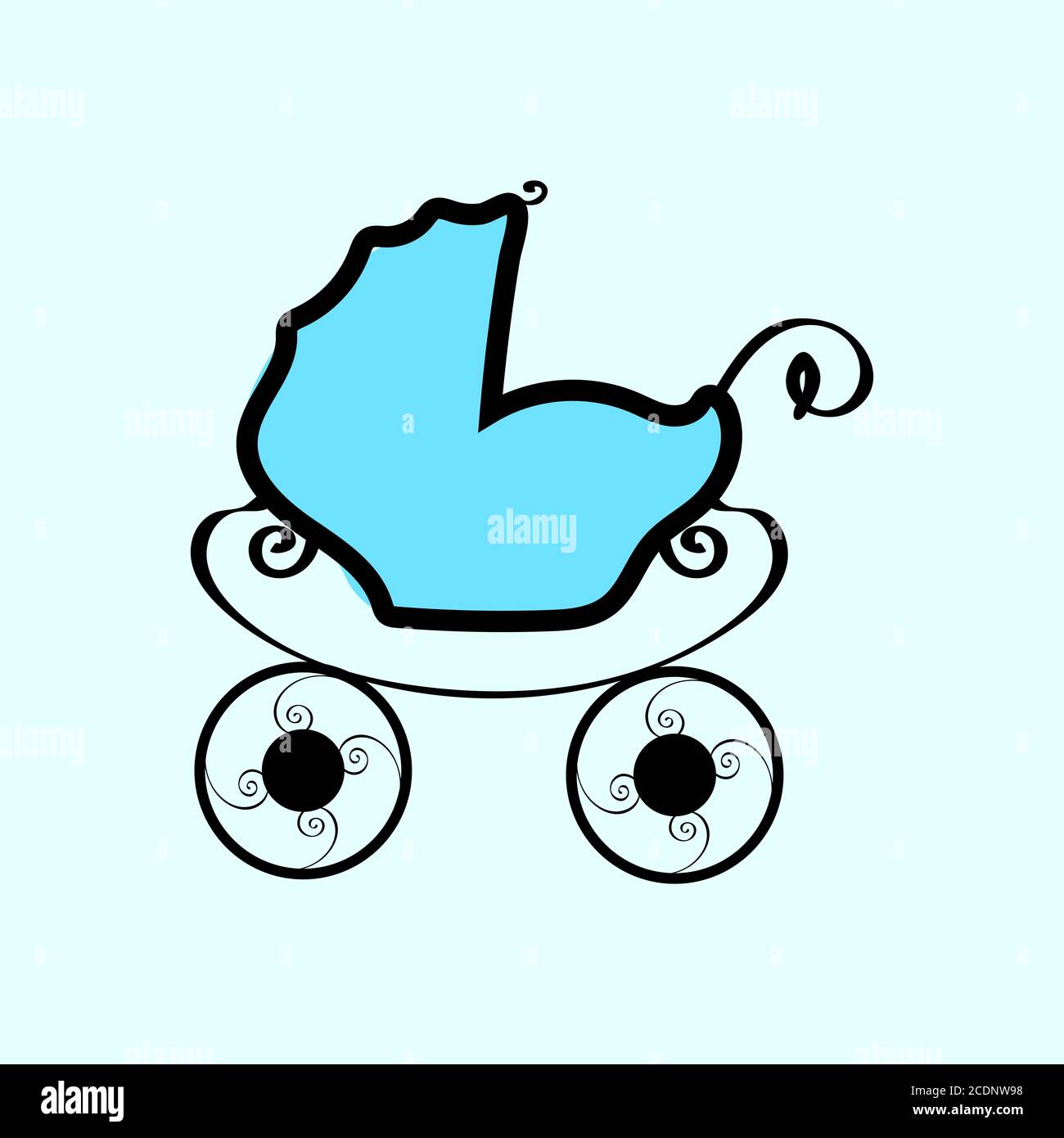 Baby blue vintage pram Foto Stock