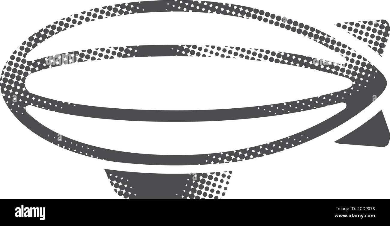 Icona della nave aerea in stile mezzitoni. Illustrazione vettoriale in bianco e nero. Illustrazione Vettoriale