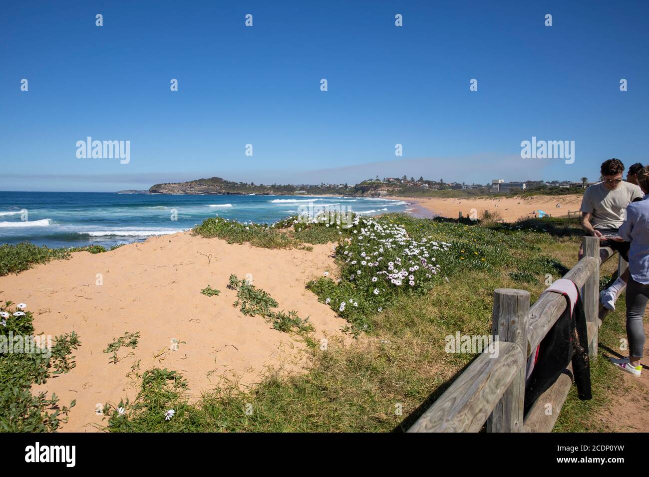 Spiaggia di Sydney Mona vale sulla costa orientale di Sydney In un giorno di inverni cielo blu, Sydney, Australia Foto Stock