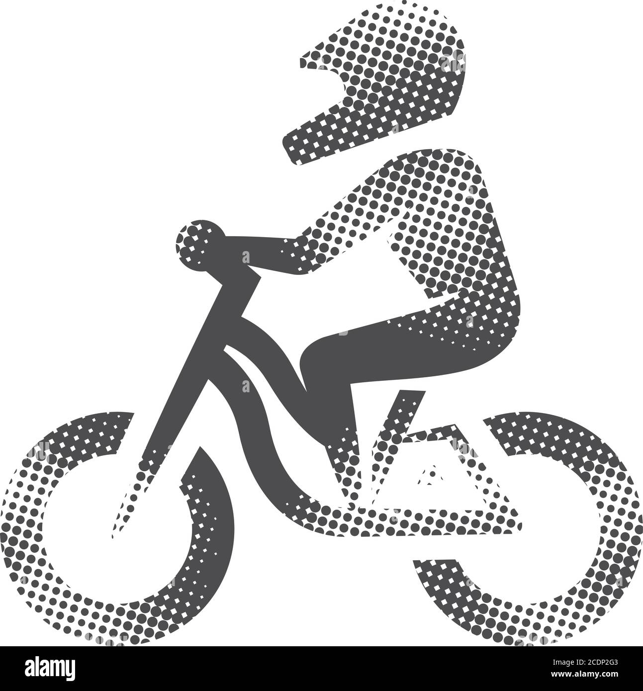 Icona Mountain biker in stile mezzitoni. Illustrazione vettoriale in bianco e nero. Illustrazione Vettoriale