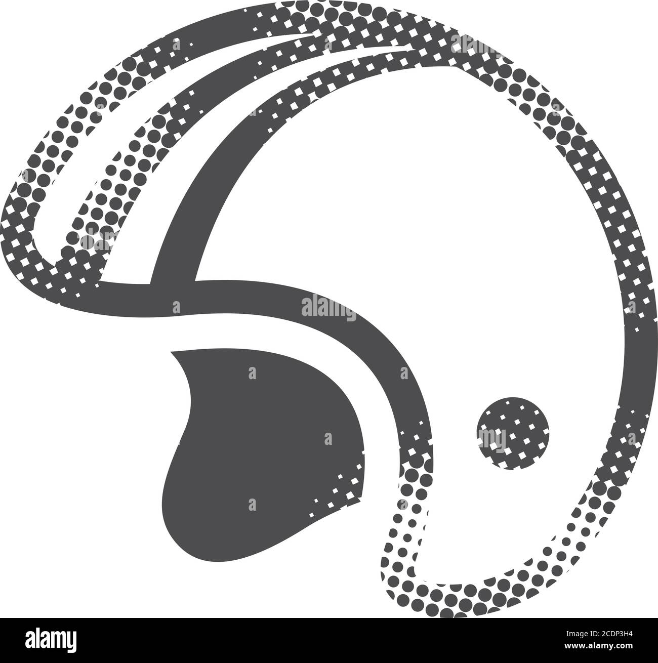 Icona del casco per motociclette in stile mezzitoni. Illustrazione vettoriale in bianco e nero. Illustrazione Vettoriale