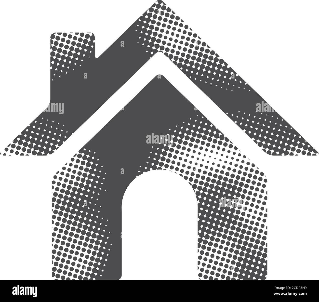 Icona del pulsante Home in stile mezzitoni. Illustrazione vettoriale in bianco e nero. Illustrazione Vettoriale