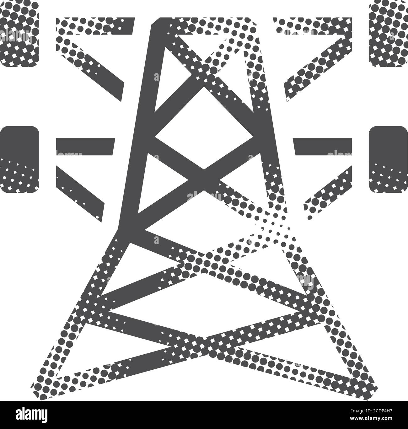 Icona pilone in stile mezzitoni. Illustrazione vettoriale in bianco e nero. Illustrazione Vettoriale