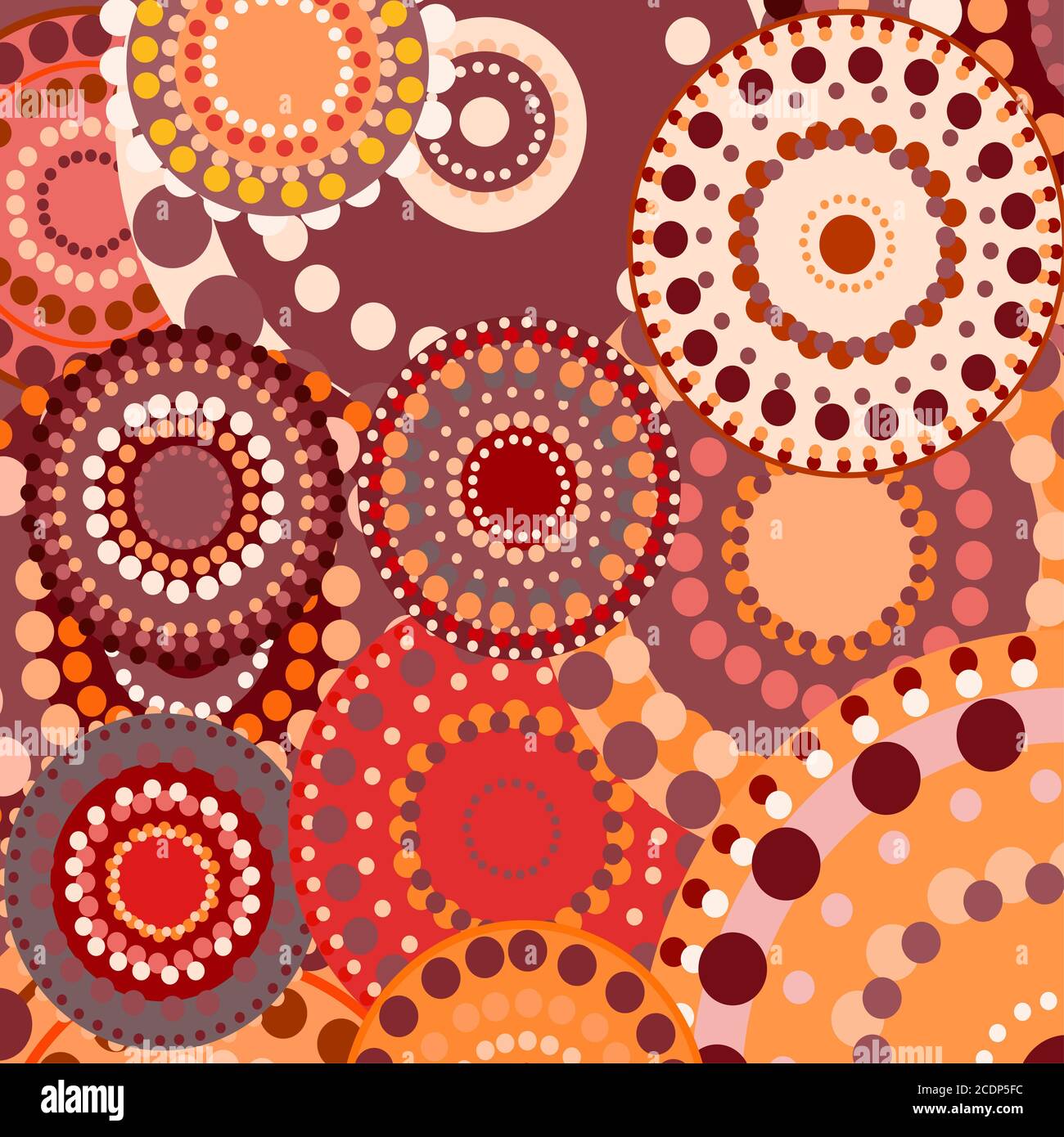 Vintage retrò circolare ornamento vettore rosso sfondo Foto Stock