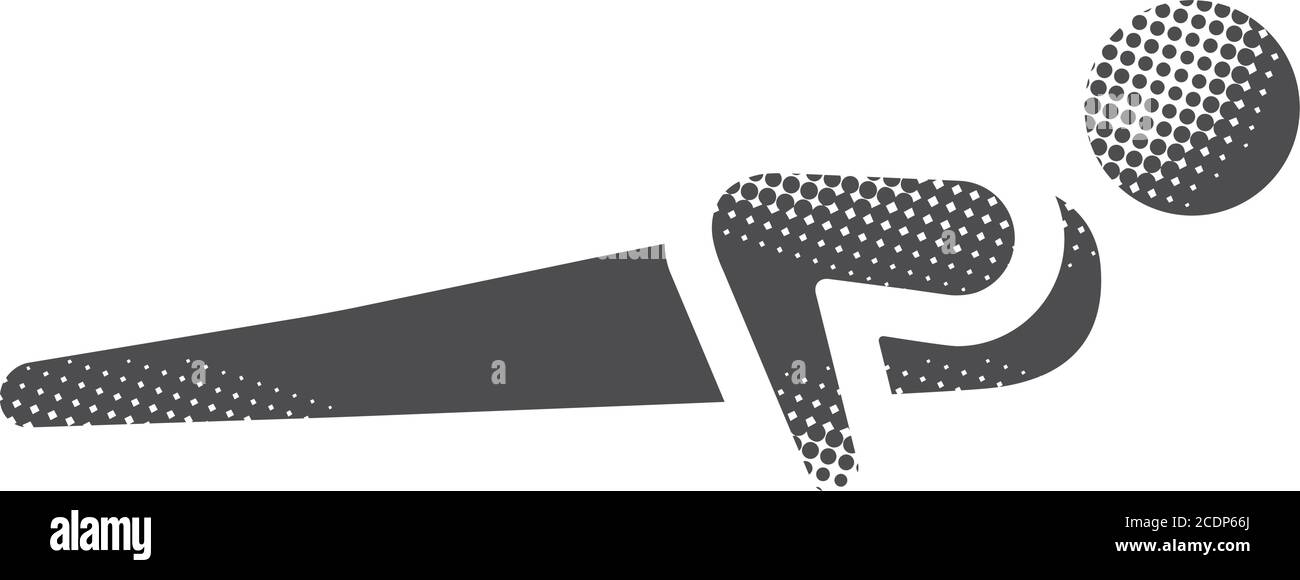 Premere l'icona in stile mezzitoni. Illustrazione vettoriale in bianco e nero. Illustrazione Vettoriale