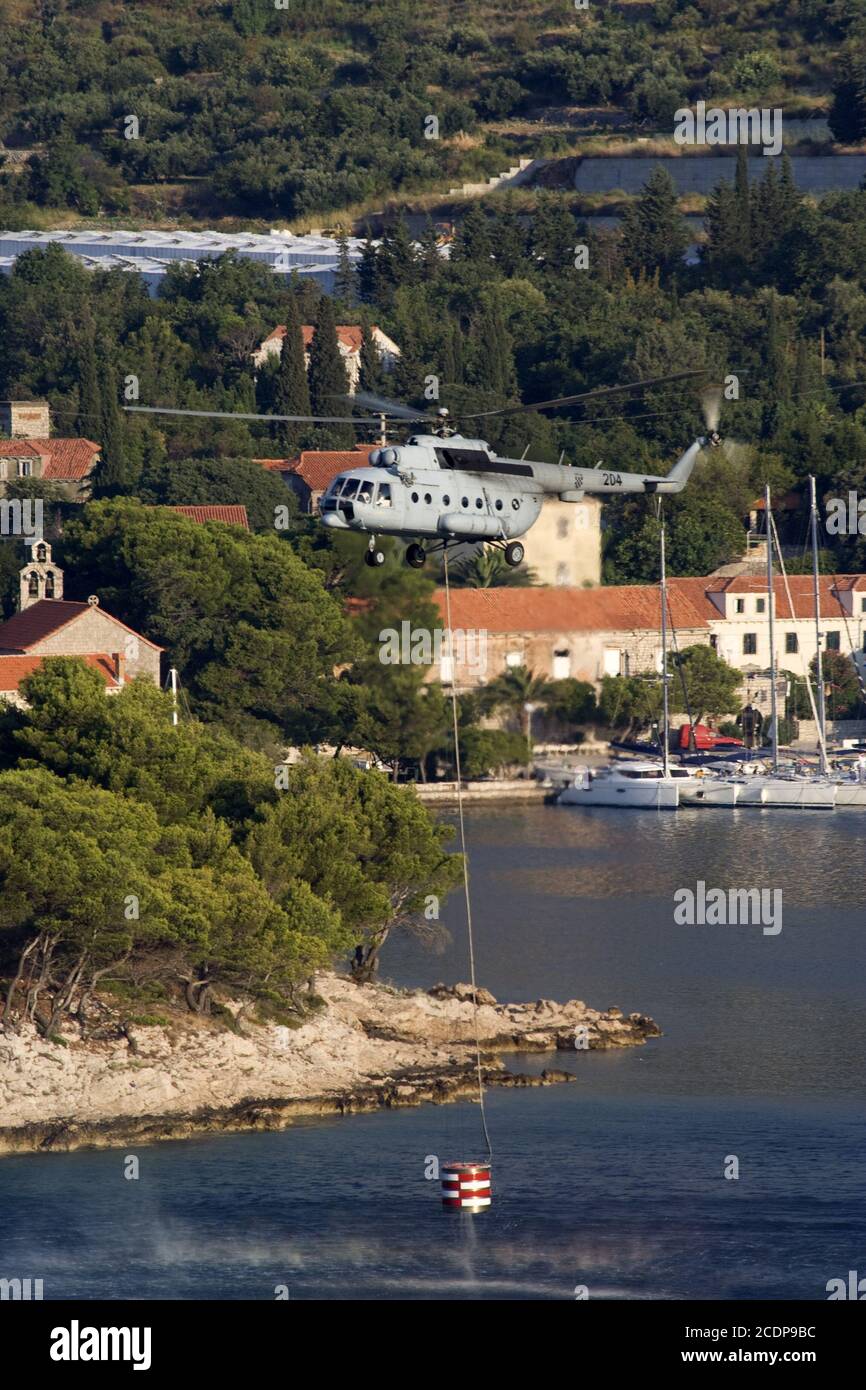 Aereo antincendio, aereo bombardiere vicino a Zaton, Croazia Foto Stock