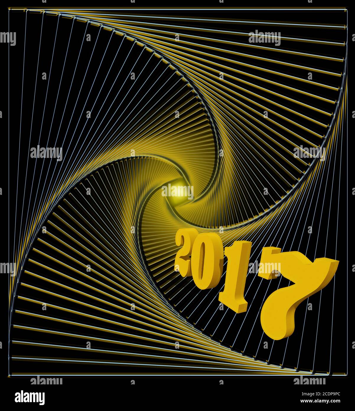 Felice nuovo biglietto d'auguri di 2017 anni in nero e oro colori Foto Stock