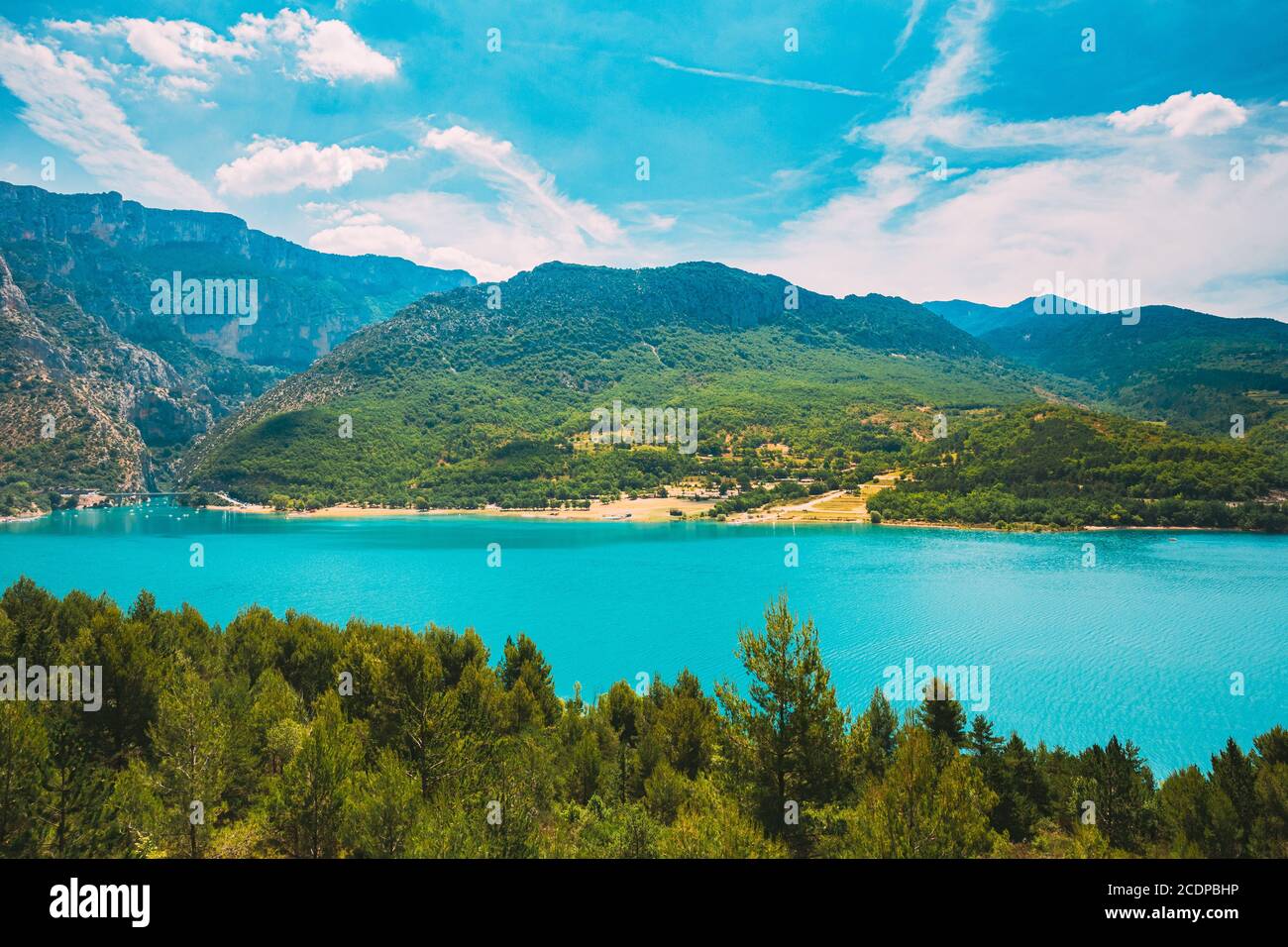 Gola di Verdon, Lago di Sainte-Croix, Francia. Francia sud-orientale. Provenza-Alpi-Costa Azzurra Foto Stock