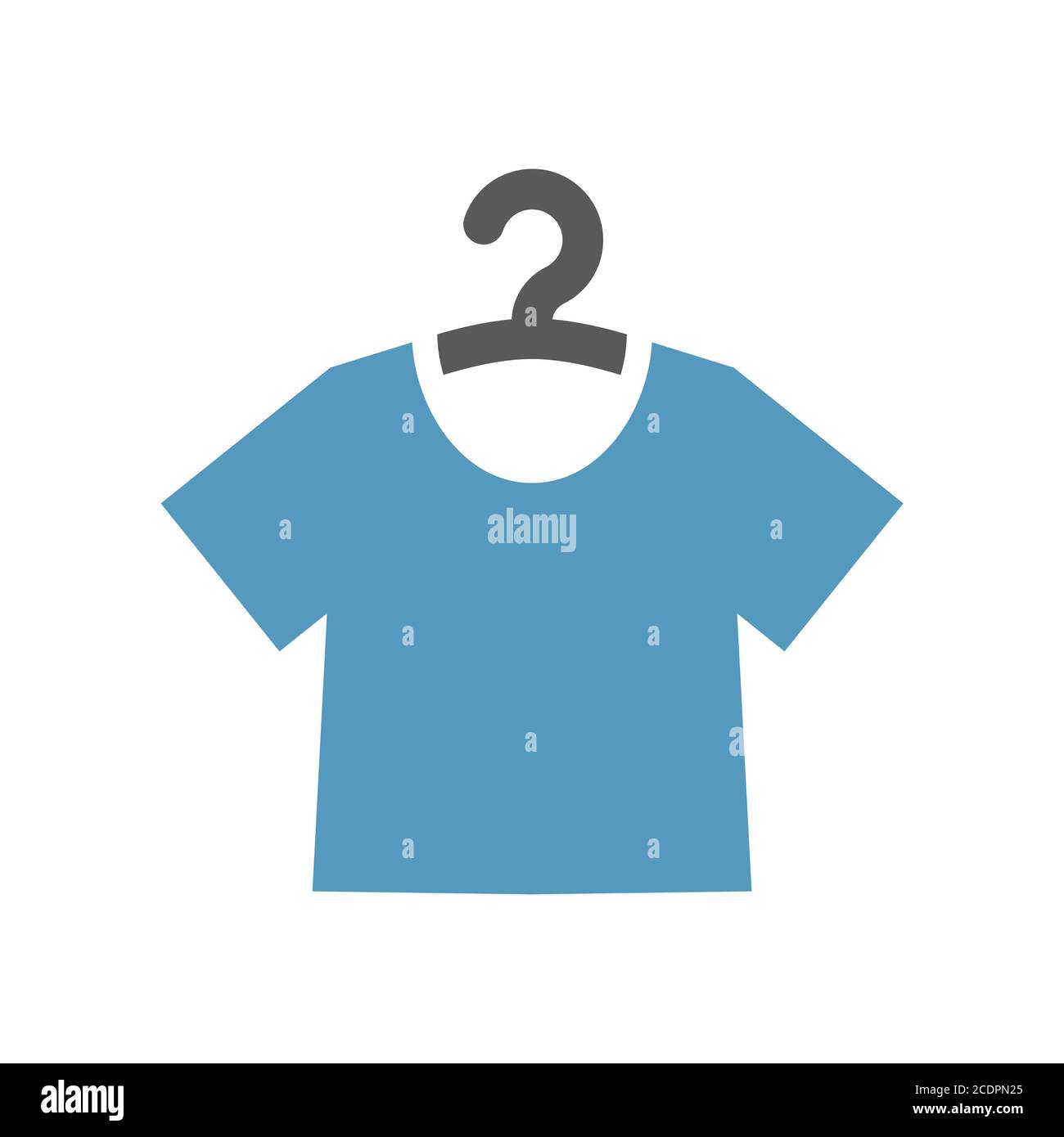 T-shirt su una semplice icona vettoriale appendiabiti. Simbolo del servizio di lavaggio o lavaggio a secco. Illustrazione Vettoriale