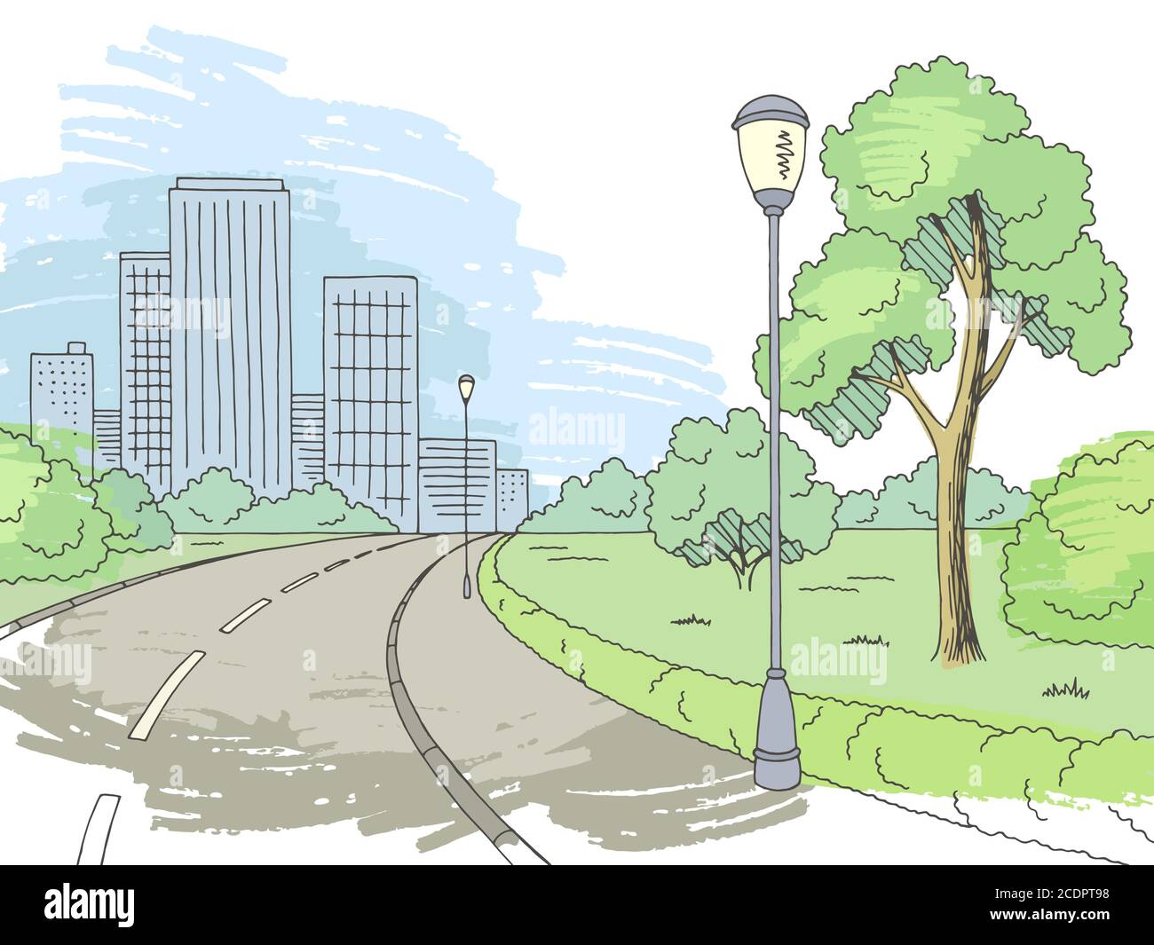 Street Road grafico colore città paesaggio disegno vettore Illustrazione Vettoriale